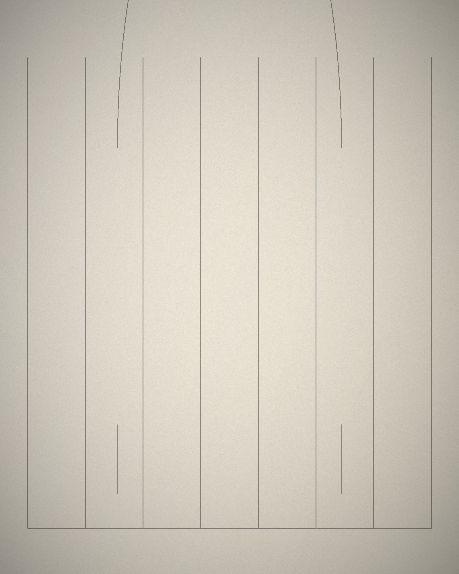 Architectural line sketch of a colonnaded elevation, drawn on warm paper.