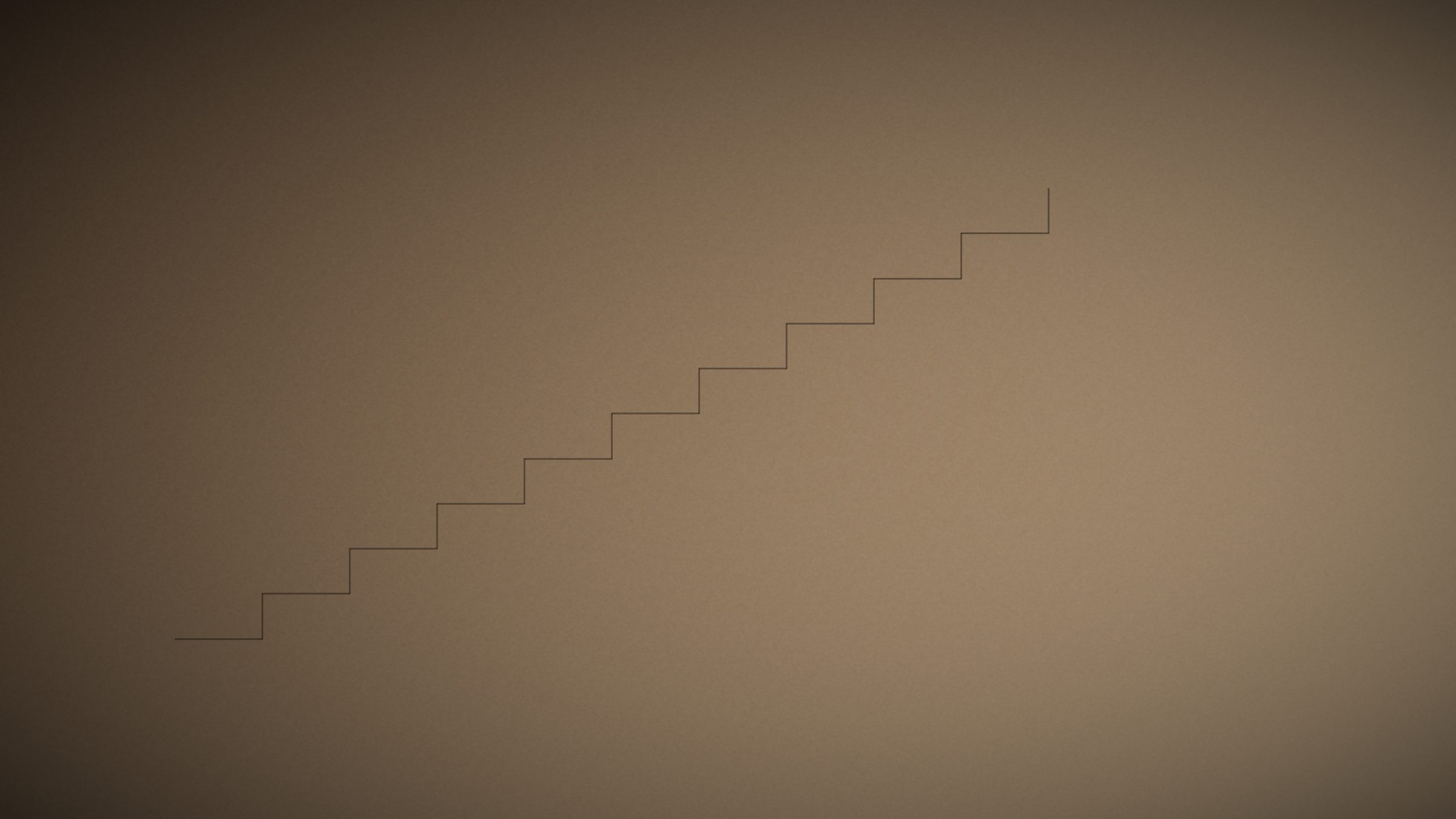 Open riser stair in stained walnut.